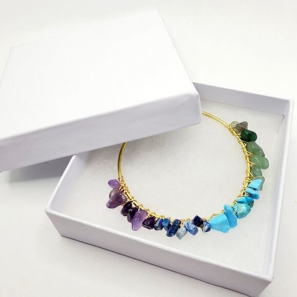 Hand Crafted Natural Chip Bangle Bracelet - Picture 9 of 10